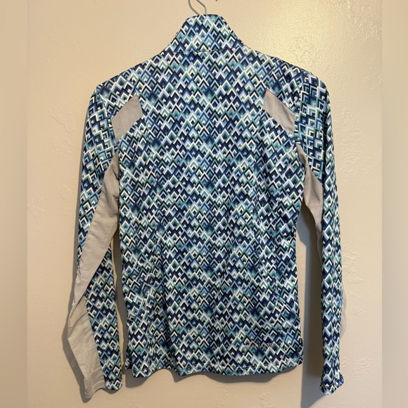 Ariat Ladies Sunstopper 2.0 1/4 Zip Baselayer Shirt Blue Geometric Design XS - Picture 9 of 12